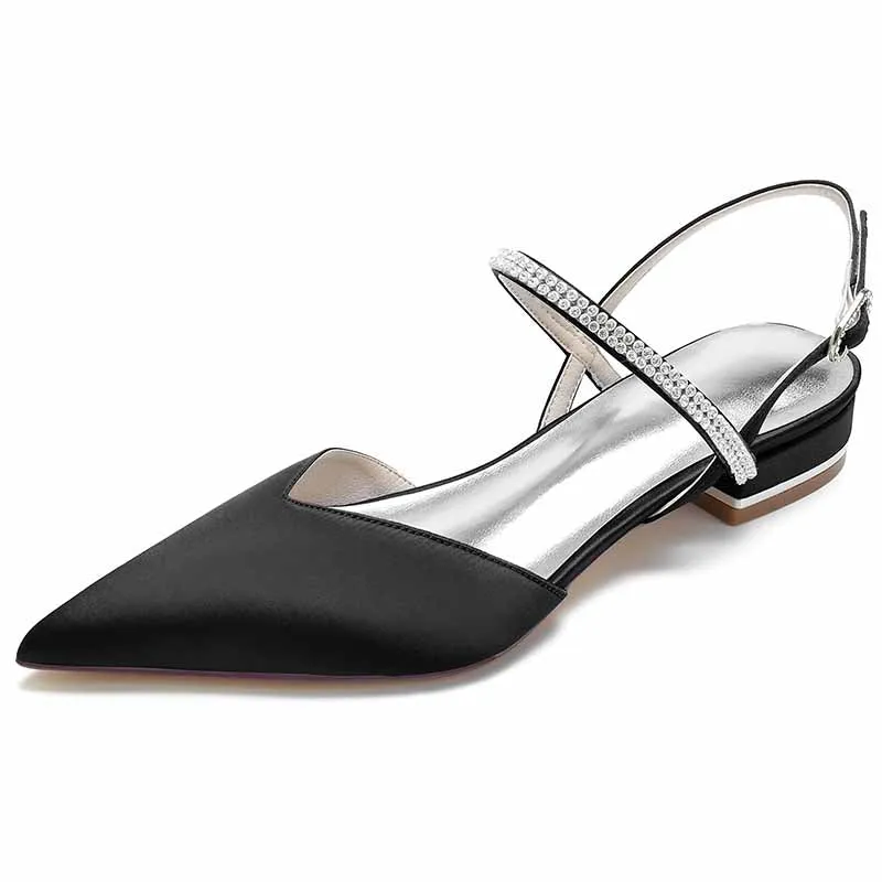 Women's Wedding Shoes Flats Dress Shoes Comfort Bridal Shoes Low Heel Slingback Bridal Sandals