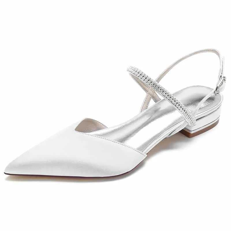 Women's Wedding Shoes Flats Dress Shoes Comfort Bridal Shoes Low Heel Slingback Bridal Sandals