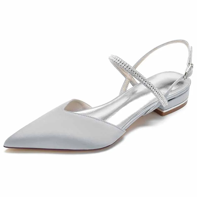Women's Wedding Shoes Flats Dress Shoes Comfort Bridal Shoes Low Heel Slingback Bridal Sandals