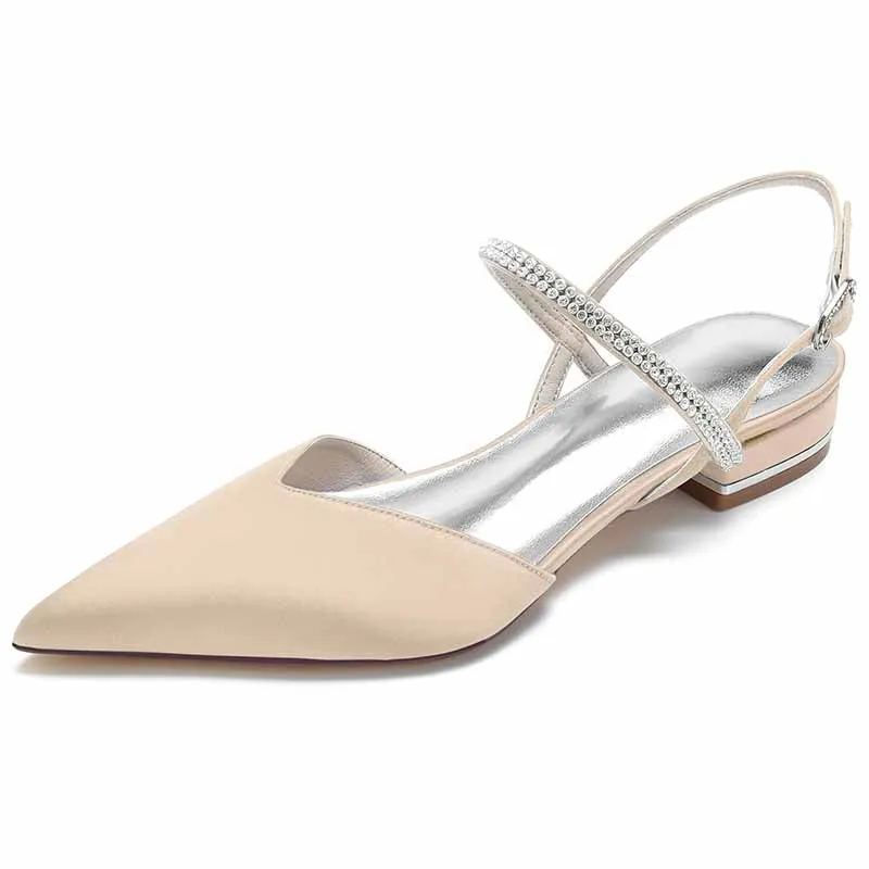 Women's Wedding Shoes Flats Dress Shoes Comfort Bridal Shoes Low Heel Slingback Bridal Sandals