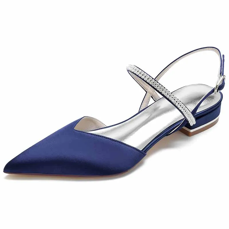 Women's Wedding Shoes Flats Dress Shoes Comfort Bridal Shoes Low Heel Slingback Bridal Sandals