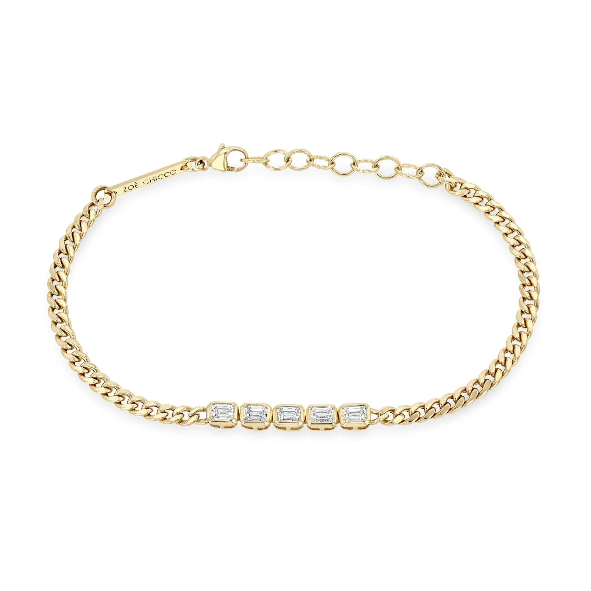 Zoë Chicco 14k Yellow Gold Emerald Cut Diamond Tennis Bracelet